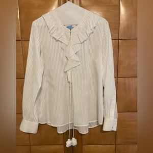 FIGUE  Long Sleeve Top with Ruffled Collar and Tassels Small